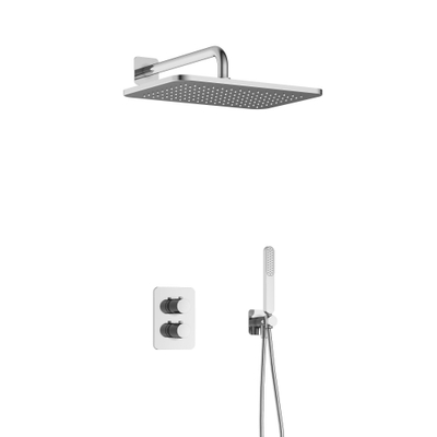 Hotbath Gal IBS40A Doucheset - inbouw - 27cm rechthoekige hoofddouche - wandarm 35cm - staafhanddouche - chroom