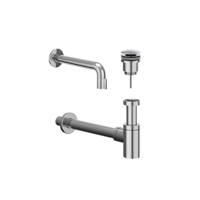 IVY Pact Ensemble de lave-mains - modèle mural - raccourcissable - bonde always open - Chrome