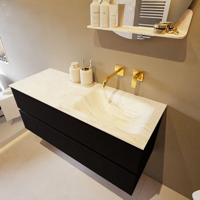 Mondiaz VICA-DLUX ensemble de meuble de salle de bain - 120cm - meuble sous-vasque urban - 2 tiroirs - lavabo encastré cloud droite - sans trous de robinet - version haute de 60cm - ostra