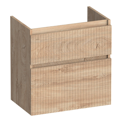 BRAUER Delight Wavy wastafelonderkast ondiep 60 2 softclose lades - greeploos - 1 sifon uitsparing - Forest Wheat