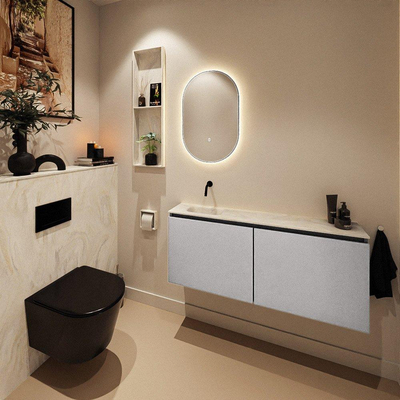 MONDIAZ TURE-DLUX meuble de toilettes 120 cm Plata. EDEN lavabo Ostra position gauche. Sans trou de robinet.