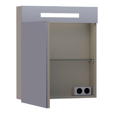 BRAUER 2.0 Armoire de toilette 59x70x15cm éclairage intégré rectangulaire 1 porte pivotante MDF Taupe Brillant
