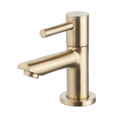 Wiesbaden Fonteinset Rhea S mini avec lavabo droit carrara, robinet, siphon et bouchon de vidage en laiton brossé