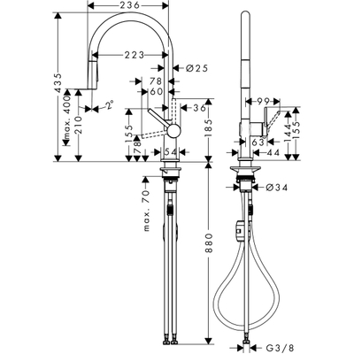 Hansgrohe Talis M54 1-gats keukenkraan 210 chroom