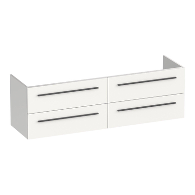 BRAUER Trust wastafelonderkast 160 excl. opbouwgrepen 4 softclose lades en 2 sifon uitsparingen - mat wit
