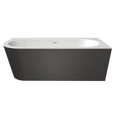 Xenz charley xs baignoire d'angle, droite 165x75 bicolor blanc/anthracite incl. 7006 combleur de bain combi blanc brillant