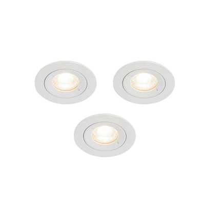 QAZQA Xena spot encastré - set de 3 - 8x8cm - IP44 - rond - blanc mat
