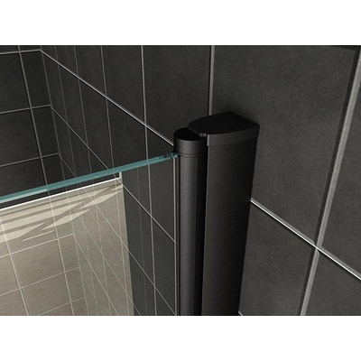 Wiesbaden Orbit Badwand draaibaar - 80x150cm - 6mm - nano helder glas - mat zwart