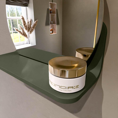 Mondiaz SPOT Miroir de salle de bain - rond 30cm - plan de miroir - couleur Armée