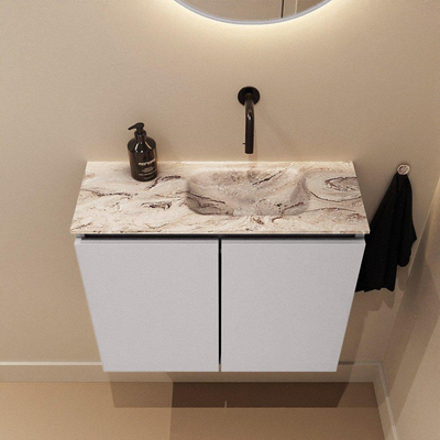 MONDIAZ TURE-DLUX meuble WC 60 cm Cale. EDEN lavabo Glace position droite. Sans trou de robinet.