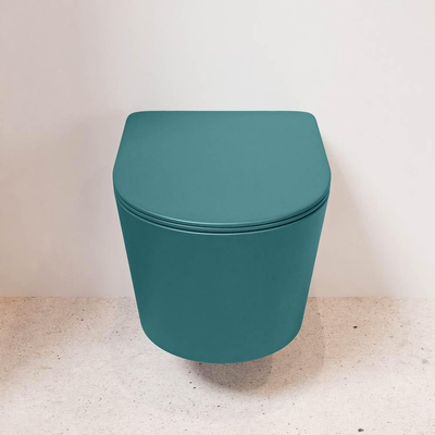 Mondiaz LAVIE WC suspendu – sans bride – 36 x 53 cm – avec abattant softclose – Smag (vert)