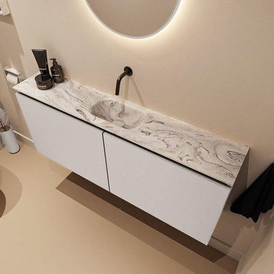 MONDIAZ TURE-DLUX 120cm toiletmeubel Linen. EDEN wastafel Glace positie midden. Zonder kraangat.