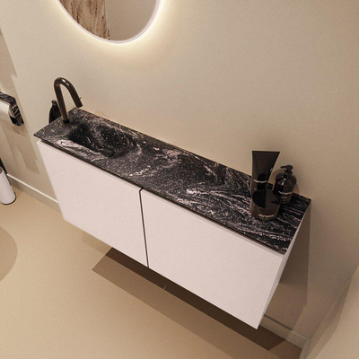 MONDIAZ TURE-DLUX 100cm toiletmeubel Rosee. EDEN wastafel Lava positie links. Met 1 kraangat.