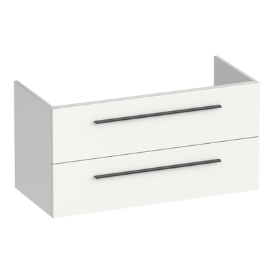 BRAUER Trust wastafelonderkast 100 excl. opbouwgrepen 2 softclose lades en 1 sifon uitsparing - mat wit
