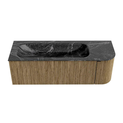 Mondiaz KURVE-DLUX Badkamermeubelset - 135x46x40cm - 1 lade - 1 deur - wastafel solid surface - links - 1 kraangat - Dusk