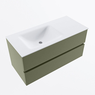 Mondiaz VICA ensemble de meuble de salle de bain - 100cm - meuble sous-vasque armée - 2 tiroirs - lavabo nuage gauche - sans trous de robinet - version haute de 60cm - talc