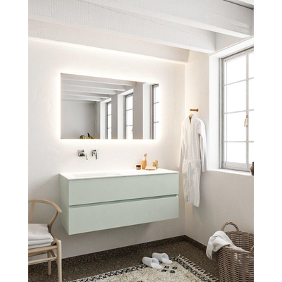 MONDIAZ VICA Badkamermeubelset - 120cm - 2 lades - wasbak Cloud links - 0 kraangaten - solid surface greey