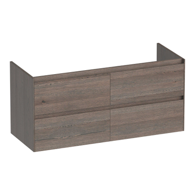 BRAUER Inspire wastafelonderkast 120 4 softclose lades - greeploos - 2 sifon uitsparingen - massief eiken - lamellen eiken zwart