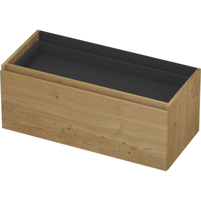 INK Wastafelonderkast - 100x45x40cm - 1 lade - greeploos - met houten keerlijst - MDF - Natur