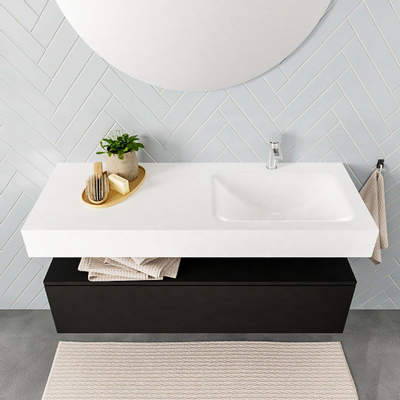 MONDIAZ ALAN 120cm - meuble bas - urban - 1 tiroir - lavabo suspendu - vasque à droite - 1 trou de robinet - talc