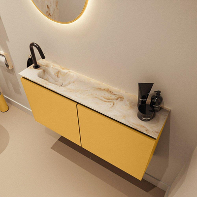 MONDIAZ TURE-DLUX 100cm toiletmeubel Ocher. EDEN wastafel Frappe positie links. Met 1 kraangat.