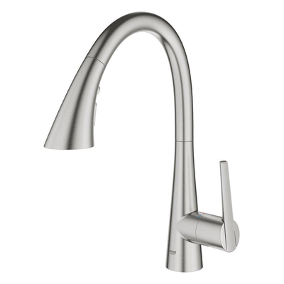 GROHE Zedra Mitigeur de cuisine - bec en C extensible - supersteel brossé