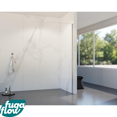 FugaFlow Eccelente Vetro douche à l'italienne salle de bain - 160x200cm - verre clair - bras mural - inox brossé