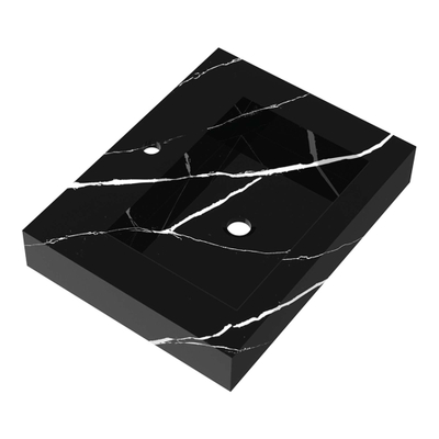 BRAUER Coral wastafel - 60x46x10cm - 1 wasbak - 1 kraangat - composiet - marmerlook - Nero Marquina
