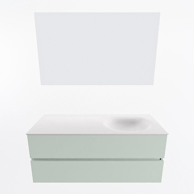 Mondiaz VICA ensemble de meuble de salle de bain - 120cm - meuble sous-vasque greey - 2 tiroirs - lavabo moon droite - sans trous de robinet - couleur talc - miroir LED - version XL 60cm haut