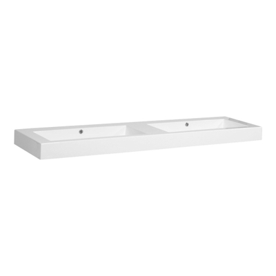 BRAUER Solar Thick lavabo 160x46x10cm - 2 lavabos - 0 trous de robinet - marbre minéral - blanc satiné