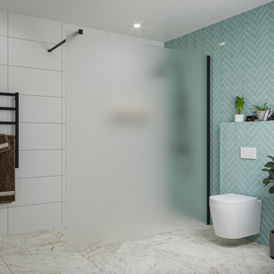 FugaFlow Eccelente Vetro douche à l'italienne salle de bain - 180x200cm - verre mat - bras mural - noir mat