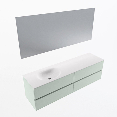 Mondiaz Vica ensemble de meuble de salle de bain - 170cm - meuble sous lavabo greey - 4 tiroirs - lavabo moon gauche - sans trous de robinet - couleur talc - miroir LED - version XL 60cm de haut