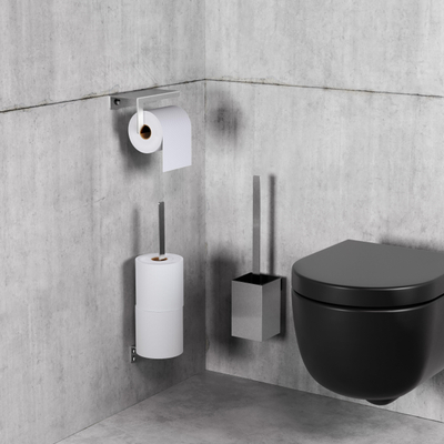 Clou Fold ensemble balai de WC - 35,5 cm de haut - modèle mural - acier inoxydable brossé
