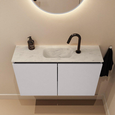 MONDIAZ TURE-DLUX 80cm toiletmeubel Cale. EDEN wastafel Opalo positie midden. Met 1 kraangat.