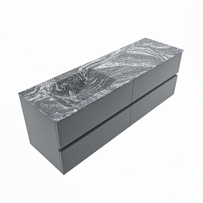 MONDIAZ VICA-DLUX Badkamermeubelset - 150cm - onderkast plata - 4 lades - inbouw wastafel cloud links - zonder kraangaten - 60cm hoge versie - lava