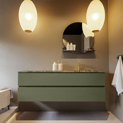 Mondiaz VICA-DLUX Ensemble de meuble de salle de bain - 150cm - meuble sous-vasque armée - 2 tiroirs - lavabo encastré cloud droite - 1 trou de robinet - version haute de 60cm - lave