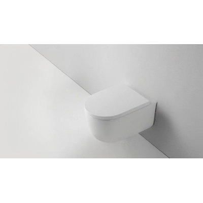 QeramiQ Dely Swirl Pack WC suspendu - 36.5x53.0cm - à fond creux - rimless - abattant softclose 40mm - blanc brillant