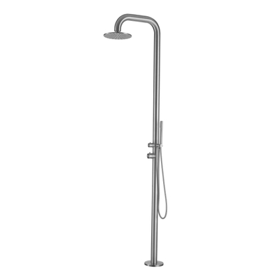 Fortifura Outdoor Deluxe Vrijstaande Buitendouche - geborsteld RVS PVD (RVS) 316 - handdouche - regendouche - PVD - geborsteld RVS