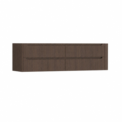 H&R Badmeubelen Juice Wastafelonderkast - 180x45x50cm - rechterhoek afgerond - 4 lades - geïntegreerde greep - coffee
