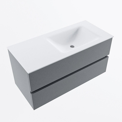 Mondiaz VICA ensemble de meuble de salle de bain - 100cm - meuble sous-vasque plata - 2 tiroirs - lavabo cloud droite - 1 trou de robinet - version haute de 60cm - talc