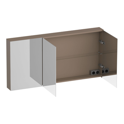 BRAUER Impress spiegelkast - 140x70x15cm - zonder verlichting - met 3 dubbelzijdige spiegeldeuren - mat mokka