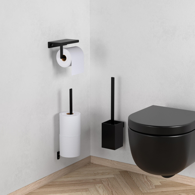 Clou Fold toiletborstelgarnituur - 35.5cm hoog - wandmodel - mat zwart