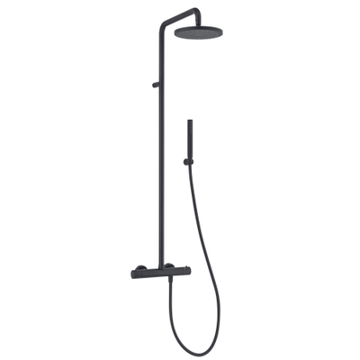 GO by Van Marcke Nero ensemble de douche pluie apparent – thermostatique – douche de tête Ø 25 cm – douchette 2 jets – noir mat