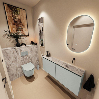 MONDIAZ TURE-DLUX 120cm toiletmeubel Greey. EDEN wastafel Glace positie rechts. Zonder kraangat.