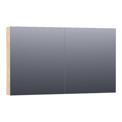 Saniclass Plain Spiegelkast - 120x70x15cm - 2 links/rechtsdraaiende spiegeldeuren - MFC - sahara