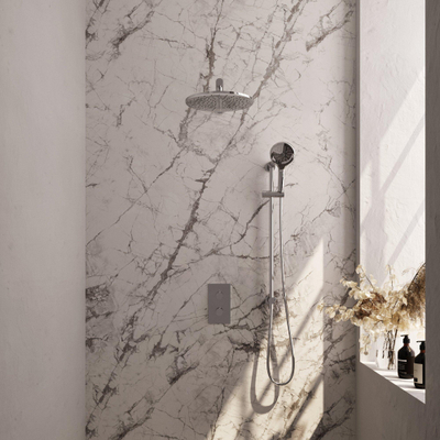BRAUER Chrome Edition inbouw regendoucheset – Ø30 cm hoofddouche – 40 cm rechte wandarm – ronde handdouche – met omstel