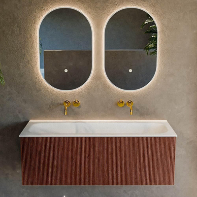 Mondiaz KURVE Badkamermeubelset - 120x46x40cm - 1 lade - wastafel solid surface - midden - zonder kraangat - Ruby