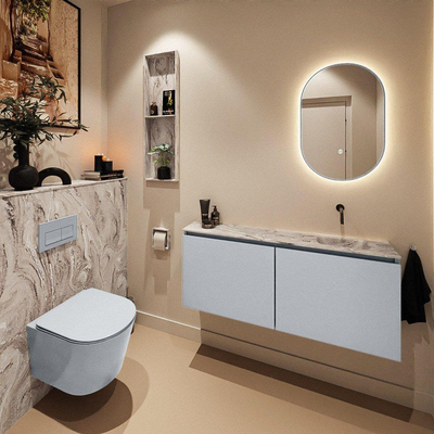 MONDIAZ TURE-DLUX Meuble toilette - 120cm - Clay - EDEN - vasque Glace - position droite - sans trou de robinet