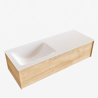 MONDIAZ LUSH Ensemble de meuble salle de bain - 120cm - 1 tiroir - lavabo cloud - vasque à gauche - 1 trou de robinet - chêne blanchi