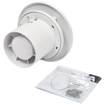 Sanivesk Design Ventilateur - Ø10 - Minuterie - Détecteur d'humidité - Rond - Blanc